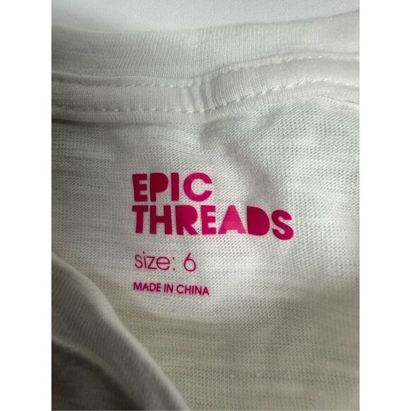 NWT Epic Threads Sunset Palm Tree Tee Kids Size 6 Cotton Blend White Pink - Picture 4 of 7